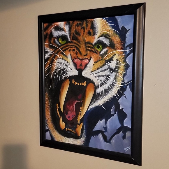 BEAUTIFUL VINTAGE OIL ON CANVAS PAINTING SIGNED BY ANNA 25X31 " FRAMED - Picture 4 of 12